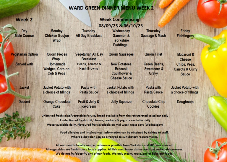 Week 2 Dinner Menu – Ward Green Primary School